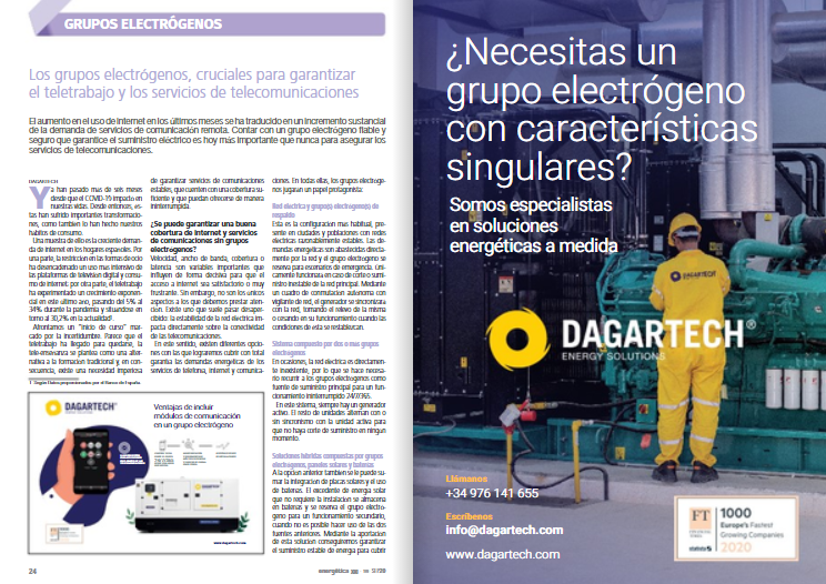 Imagen de las páginas interiores de la Revista Energética donde se publica el artículo de Dagartech sobre módulos de comunicaciones